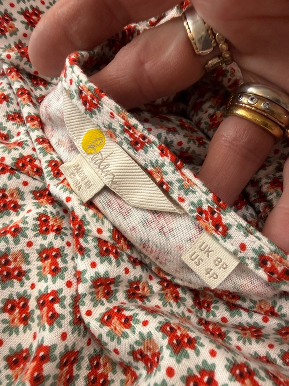 Boden Frill Detail Jersey Midi Dress Red Orange Mini Floral Print Flutter Sleeve - Picture 11 of 14
